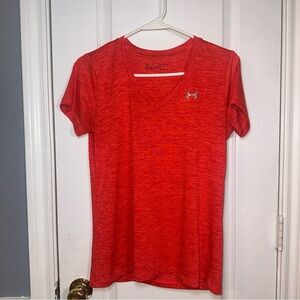 Under Armour Tech Twist Women's Small Electric Orange‎ V-Neck S/S T-shirt